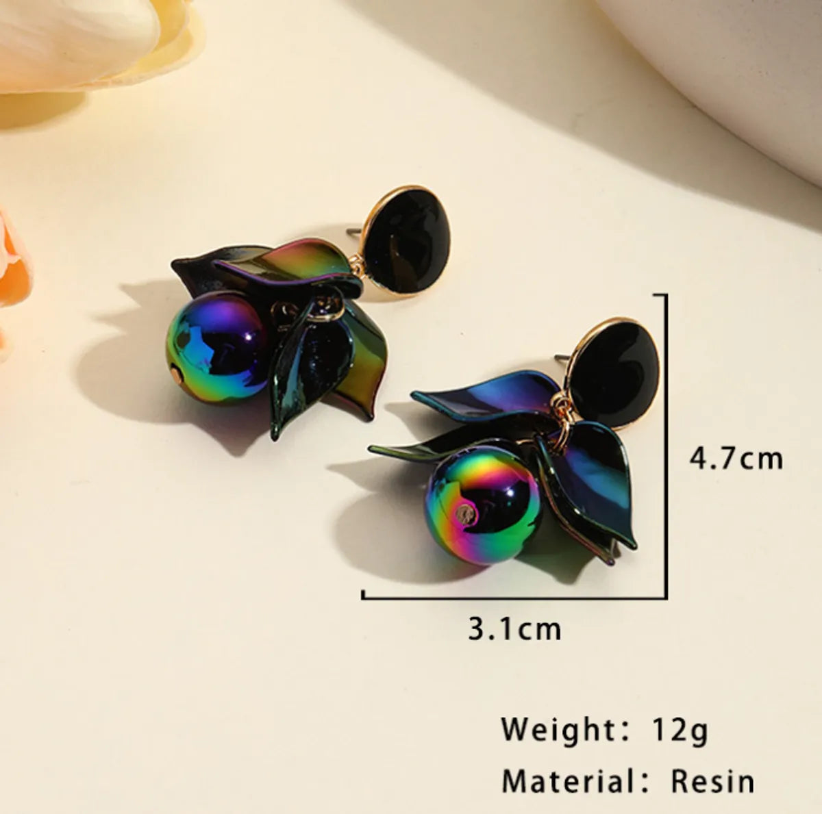 1 Pair Simple Style Flower 304 Stainless Steel Resin Drop Earrings