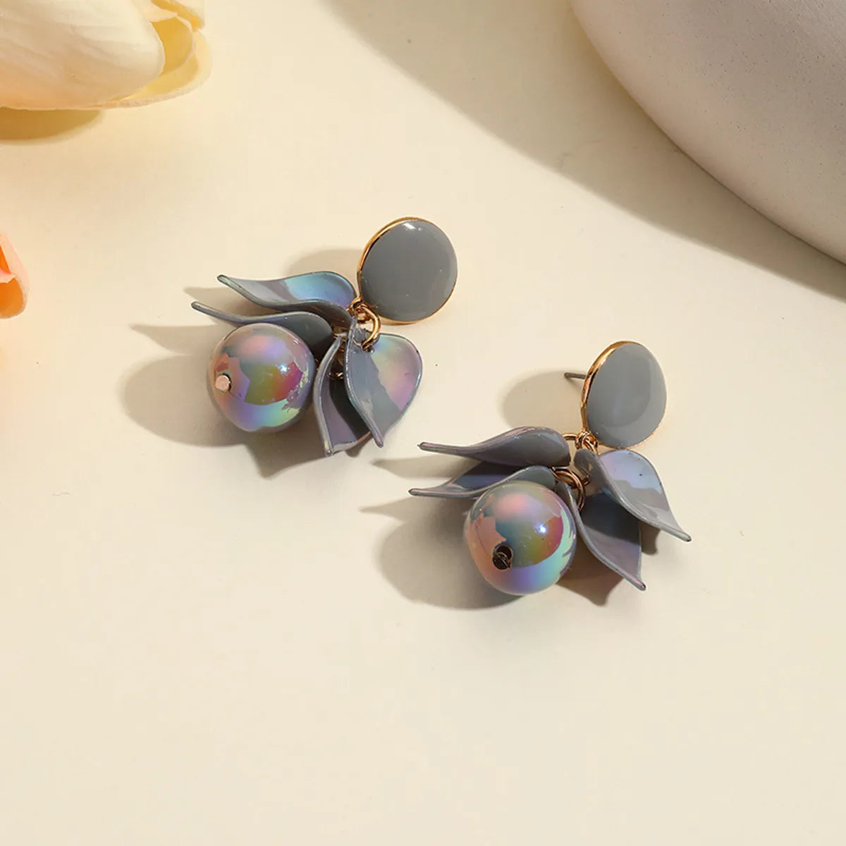 1 Pair Simple Style Flower 304 Stainless Steel Resin Drop Earrings