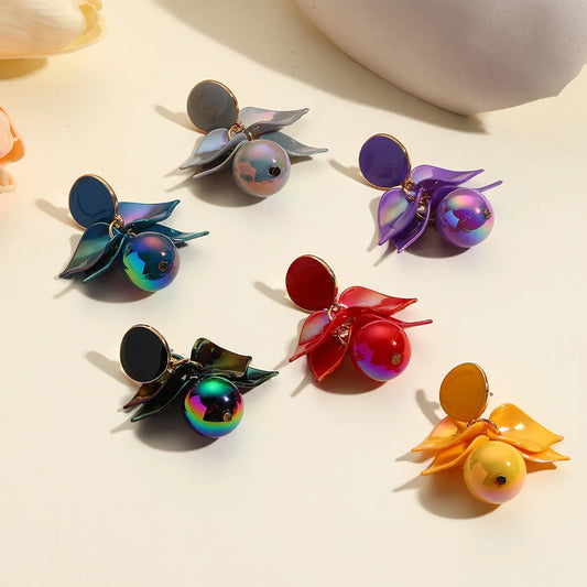 1 Pair Simple Style Flower 304 Stainless Steel Resin Drop Earrings