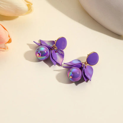 1 Pair Simple Style Flower 304 Stainless Steel Resin Drop Earrings