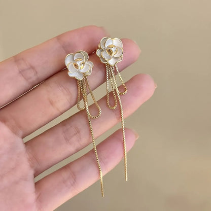 1 Pair Simple Style Flower Alloy Drop Earrings