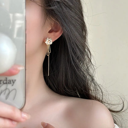 1 Pair Simple Style Flower Alloy Drop Earrings