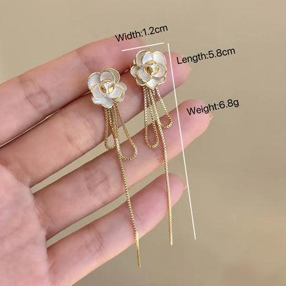 1 Pair Simple Style Flower Alloy Drop Earrings