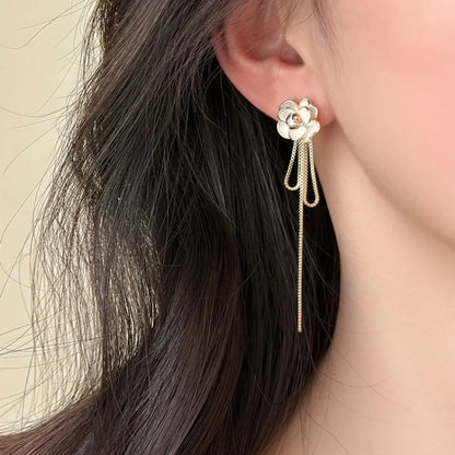 1 Pair Simple Style Flower Alloy Drop Earrings