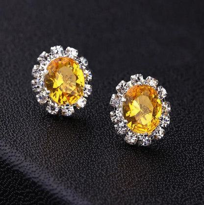 1 Pair Simple Style Flower Alloy Plating Rhinestones Women's Ear Studs