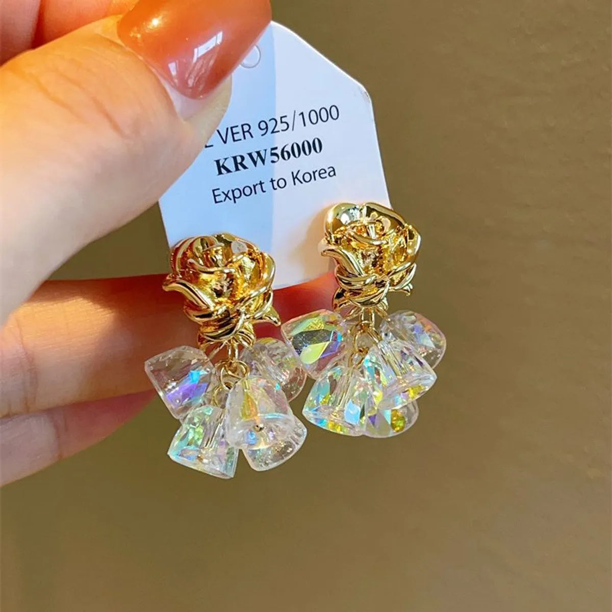 1 Pair Simple Style Flower Artificial Crystal Drop Earrings