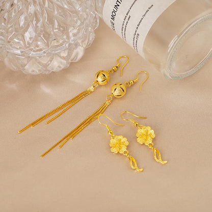 1 Pair Simple Style Flower Bow Knot Copper Plating Drop Earrings