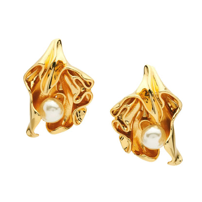 1 Pair Simple Style Flower Brass Plating Ear Studs