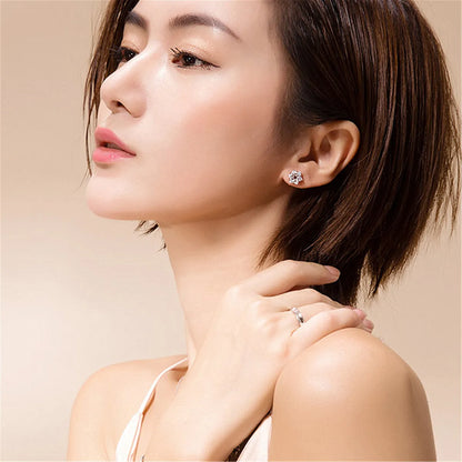 1 Pair Simple Style Flower Copper Plating Inlay Zircon Ear Studs