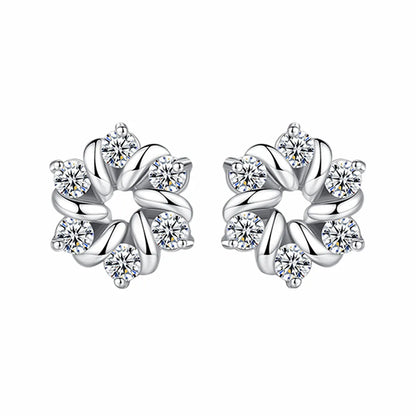 1 Pair Simple Style Flower Copper Plating Inlay Zircon Ear Studs