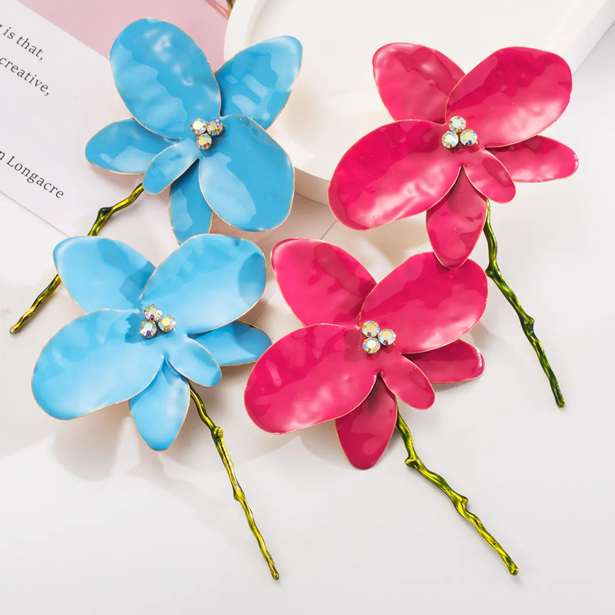 1 Pair Simple Style Flower Enamel Alloy Ear Studs