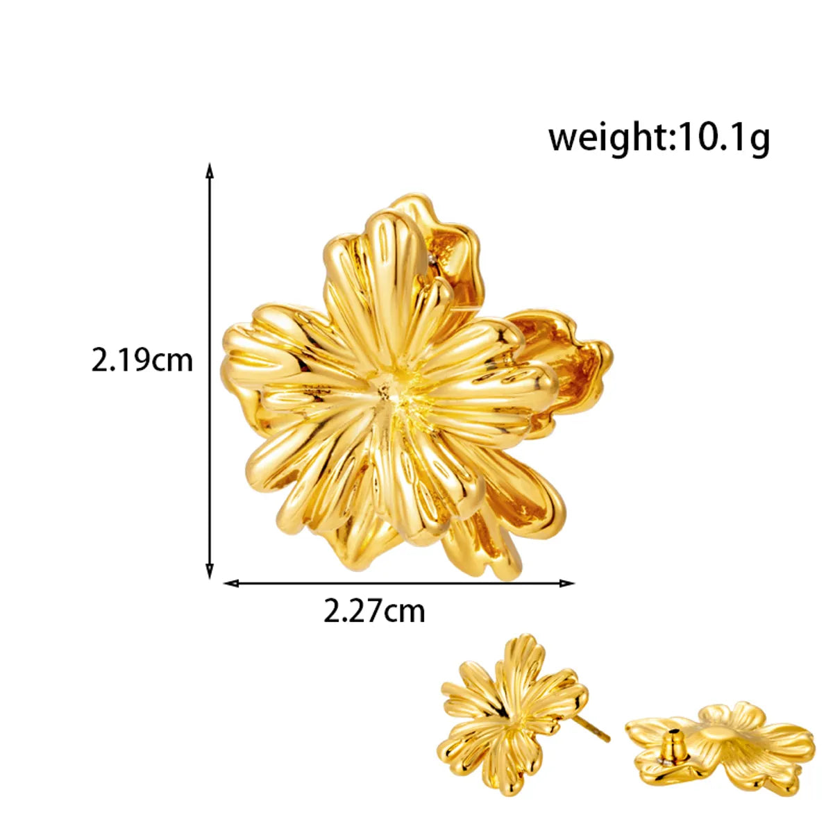 1 Pair Simple Style Flower Ginkgo Leaf Fish Tail Plating 304 Stainless Steel Ear Studs