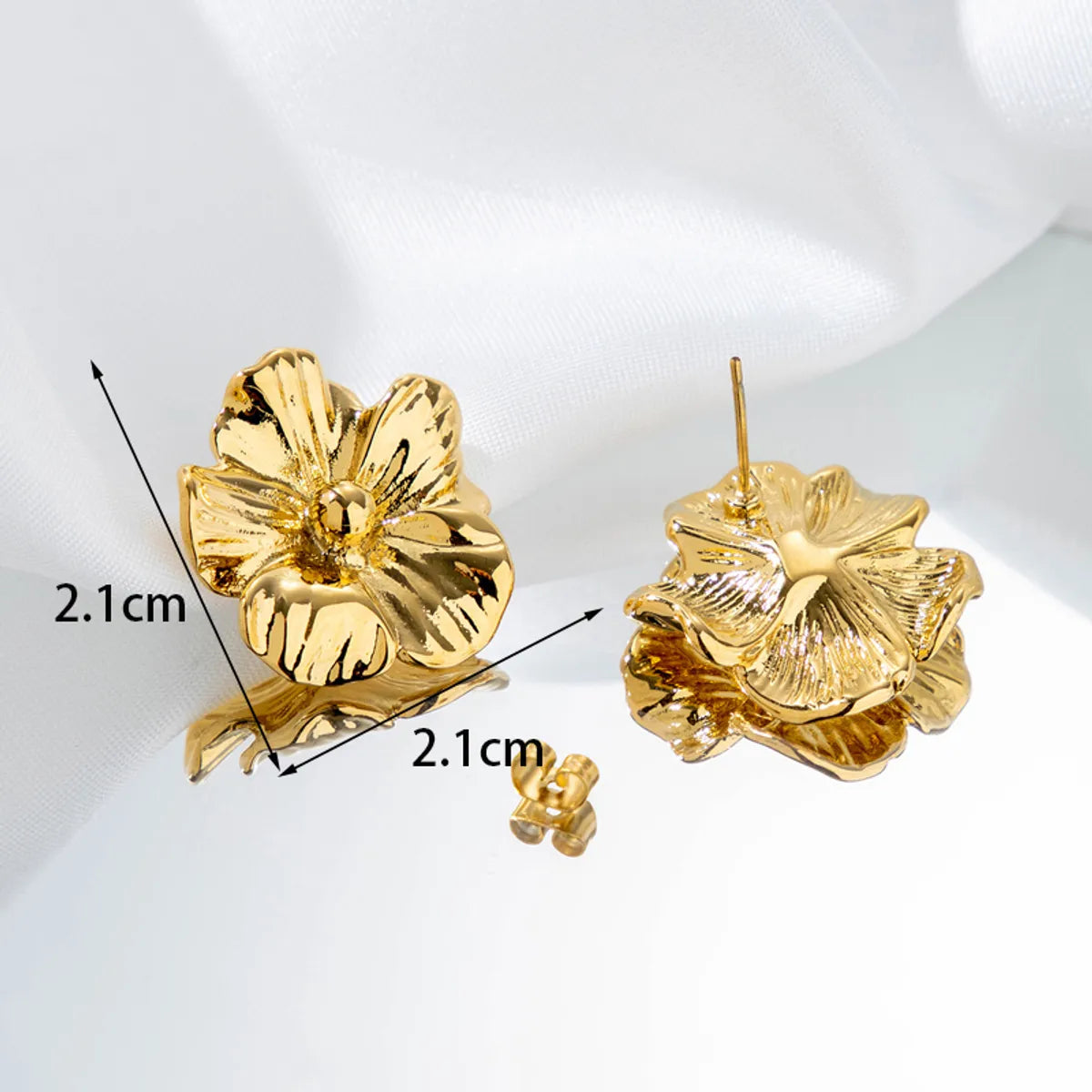 1 Pair Simple Style Flower Ginkgo Leaf Fish Tail Plating 304 Stainless Steel Ear Studs