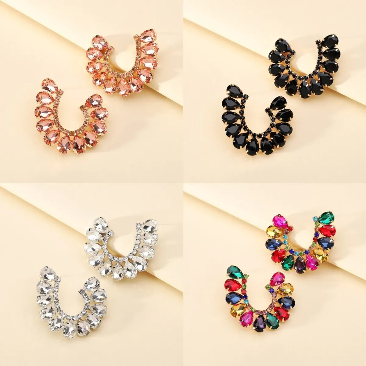 1 Pair Simple Style Flower Glass Inlay Zircon Women's Ear Studs