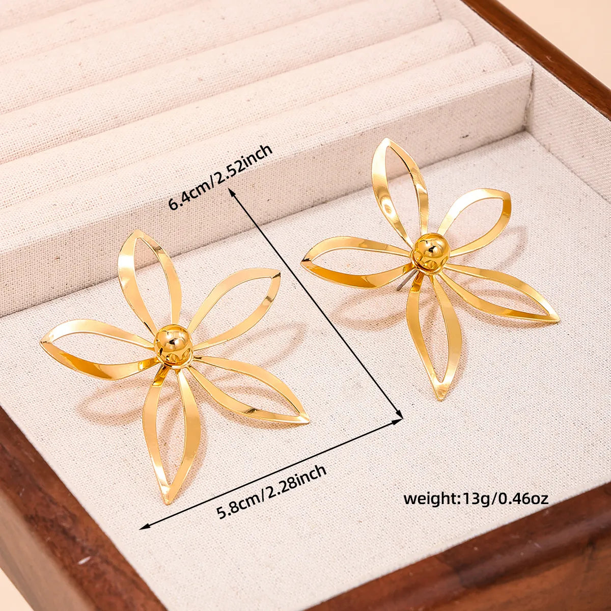 1 Pair Simple Style Flower Hollow Out Alloy Ear Studs