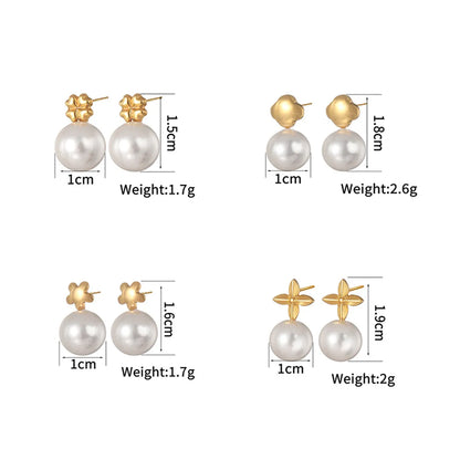 1 Pair Simple Style Flower Inlay 304 Stainless Steel Rhinestones Ear Studs