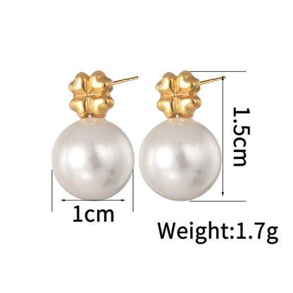 1 Pair Simple Style Flower Inlay 304 Stainless Steel Rhinestones Ear Studs