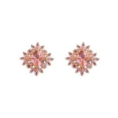 1 Pair Simple Style Flower Inlay Alloy Artificial Diamond Ear Studs