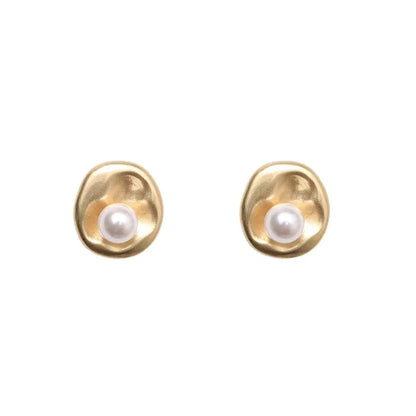 1 Pair Simple Style Flower Inlay Alloy Pearl Ear Studs