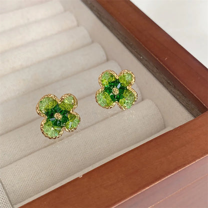 1 Pair Simple Style Flower Inlay Alloy Rhinestones Ear Studs