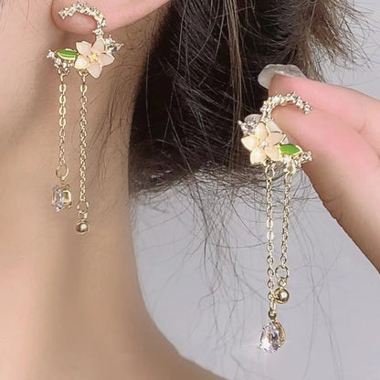 1 Pair Simple Style Flower Inlay Alloy Zircon Drop Earrings