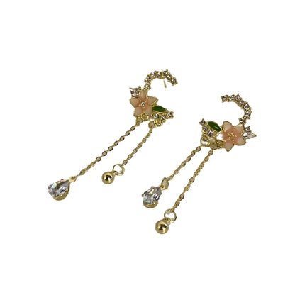 1 Pair Simple Style Flower Inlay Alloy Zircon Drop Earrings