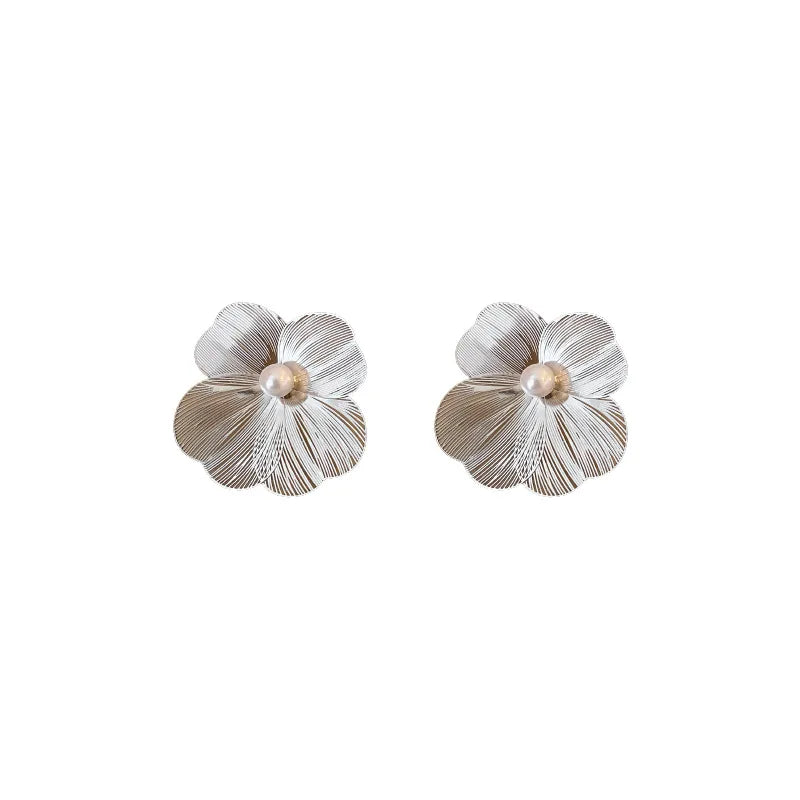 1 Pair Simple Style Flower Inlay Copper Pearl Ear Studs