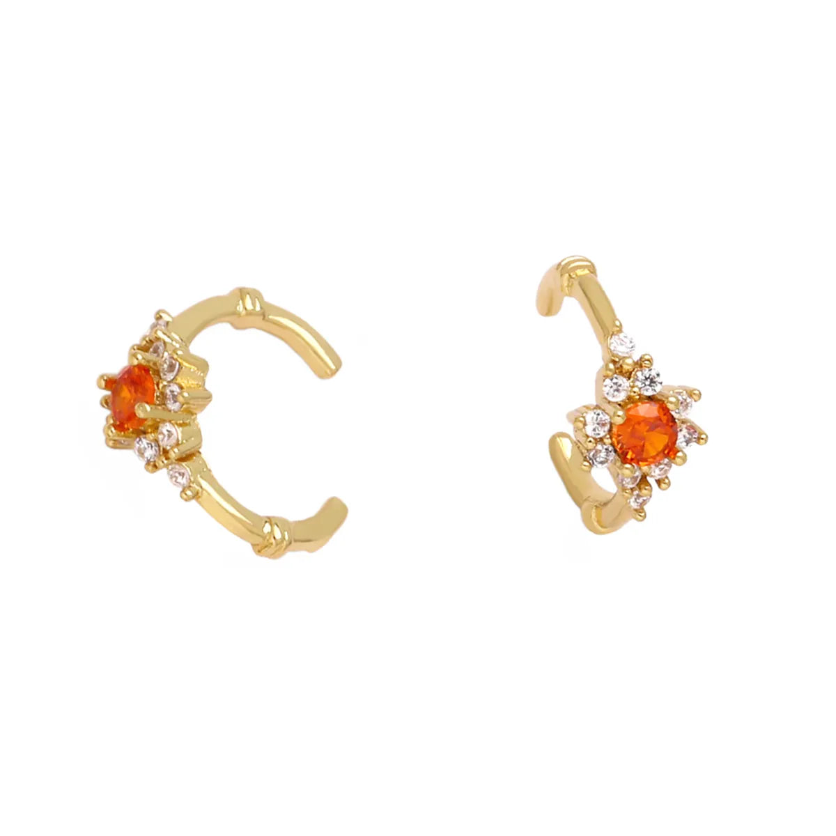 1 Pair Simple Style Flower Inlay Copper Zircon 18K Gold Plated Ear Cuffs