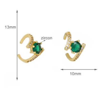 1 Pair Simple Style Flower Inlay Copper Zircon 18K Gold Plated Ear Cuffs