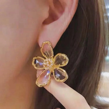 1 Pair Simple Style Flower Inlay Copper Zircon Ear Studs