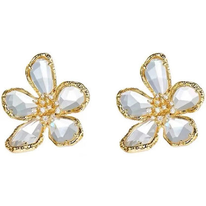 1 Pair Simple Style Flower Inlay Copper Zircon Ear Studs