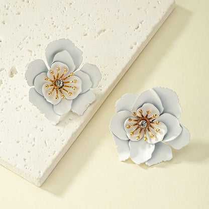 1 Pair Simple Style Flower Inlay Metal Ear Studs