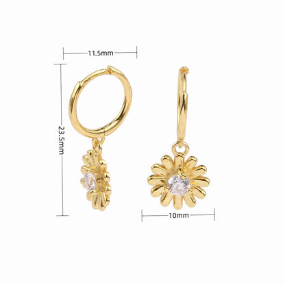 1 Pair Simple Style Flower Inlay Sterling Silver Zircon Drop Earrings Earrings