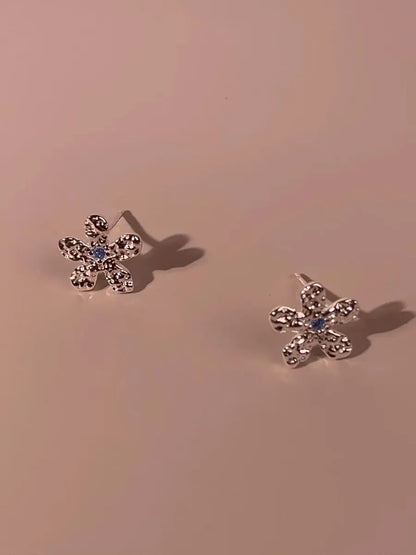 1 Pair Simple Style Flower Inlay Sterling Silver Zircon Drop Earrings