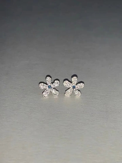 1 Pair Simple Style Flower Inlay Sterling Silver Zircon Drop Earrings