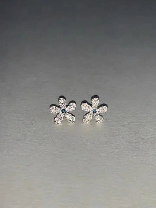 1 Pair Simple Style Flower Inlay Sterling Silver Zircon Drop Earrings