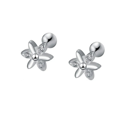 1 Pair Simple Style Flower Inlay Sterling Silver Zircon Ear Studs