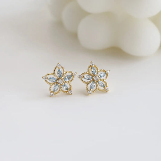 1 Pair Simple Style Flower Inlay Sterling Silver Zircon Ear Studs