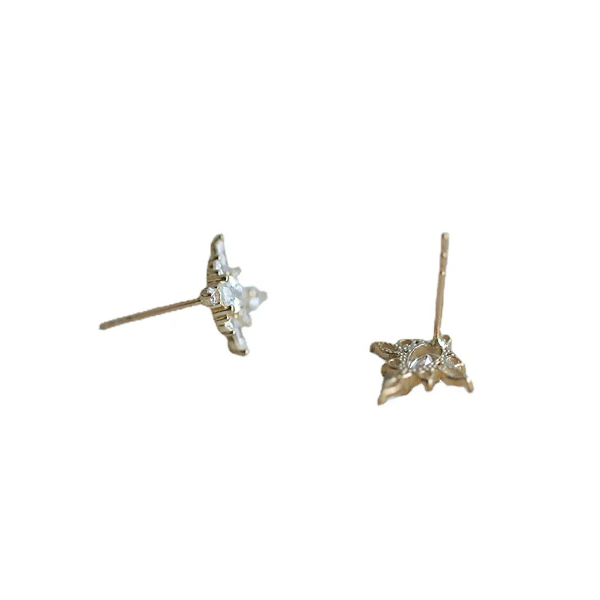 1 Pair Simple Style Flower Inlay Sterling Silver Zircon Ear Studs