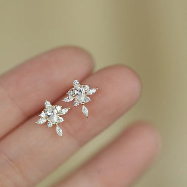 1 Pair Simple Style Flower Inlay Sterling Silver Zircon Ear Studs