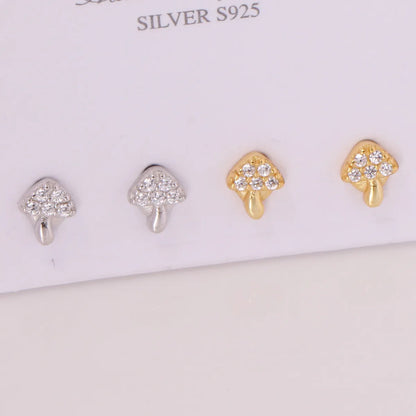 1 Pair Simple Style Flower Inlay Sterling Silver Zircon Ear Studs