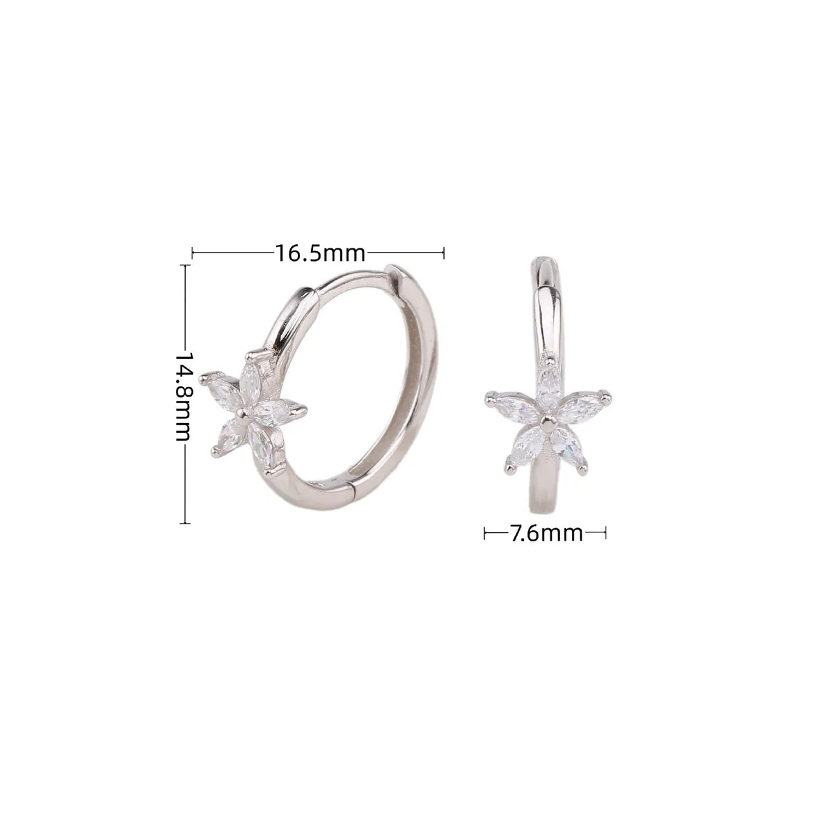 1 Pair Simple Style Flower Inlay Sterling Silver Zircon Earrings