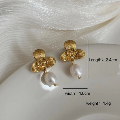 1 Pair Simple Style Flower Patchwork Alloy Drop Earrings