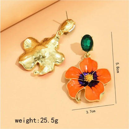 1 Pair Simple Style Flower Patchwork Alloy Drop Earrings