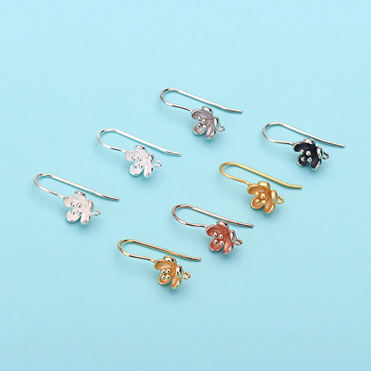 1 Pair Simple Style Flower Patchwork Sterling Silver Earrings