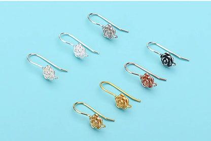 1 Pair Simple Style Flower Patchwork Sterling Silver Earrings