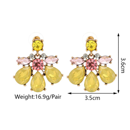 1 Pair Simple Style Flower Plastic Rhinestone Women's Drop Earrings