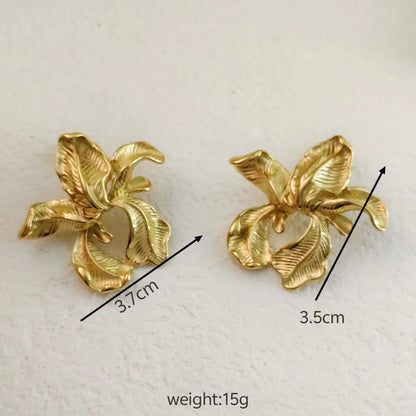 1 Pair Simple Style Flower Plating 304 Stainless Steel 18K Gold Plated Ear Studs