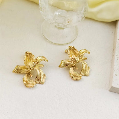 1 Pair Simple Style Flower Plating 304 Stainless Steel 18K Gold Plated Ear Studs