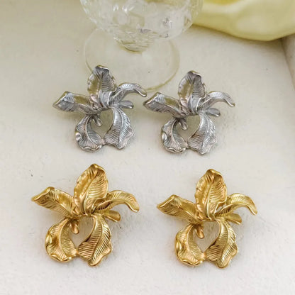 1 Pair Simple Style Flower Plating 304 Stainless Steel 18K Gold Plated Ear Studs